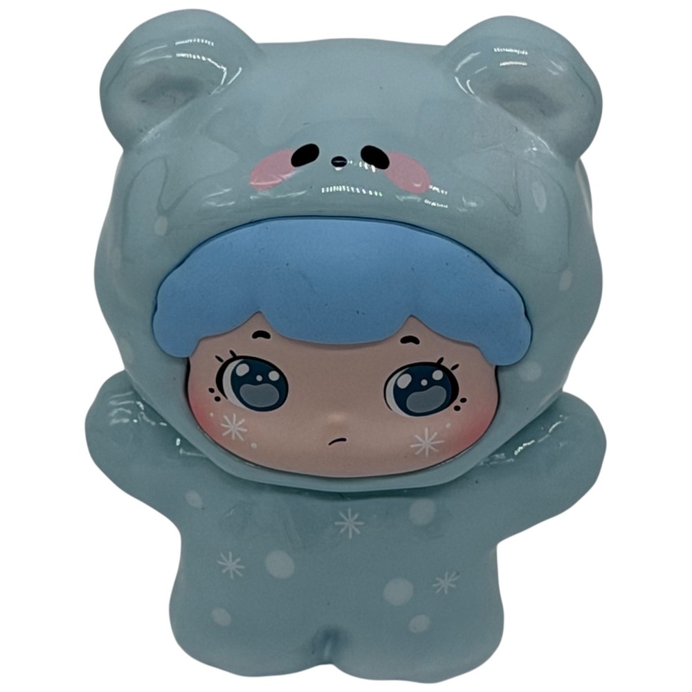 Hug Baobao Bear Suit Figurine Blue Hair Kawaii Vinyl Art Toy Mini Collectible‎